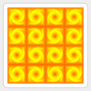 Repeating Yellow Spiral Pattern on Orange Background Sticker